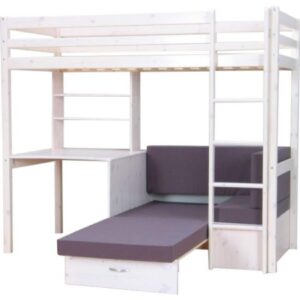 Thuka Hochbett 90x200 Kiefer massiv Bett Kinderbett Gästebett Schreibtisch
