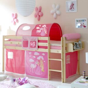 Massivio Mädchenbett im Prinzessin Design halbhoch