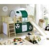 Massivio Kinderbett mit Fußball Motiv Kieferfarben Weiß und dunkel Grün
