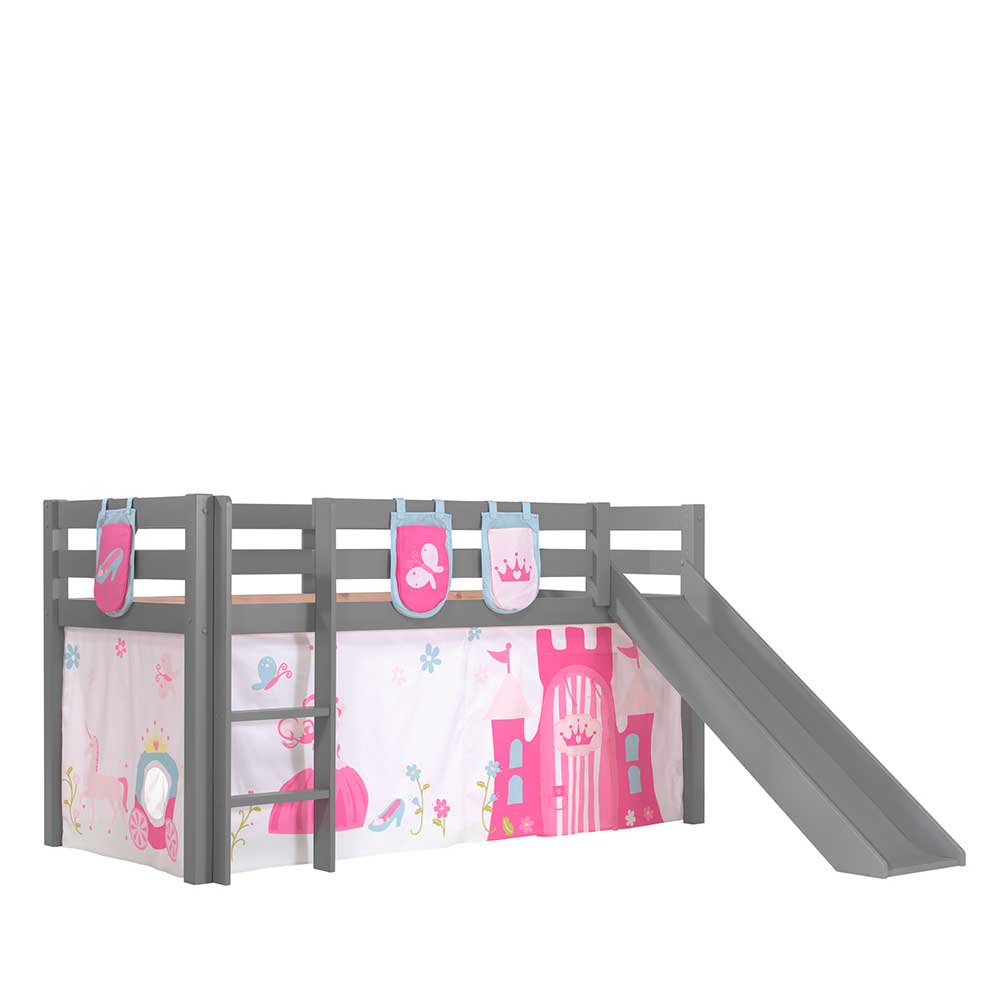 4Home Prinzessin Bett aus Kiefer Massivholz mit Rutsche