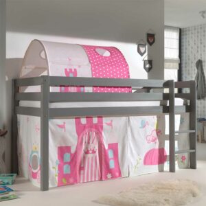 4Home Kinderzimmer Bett mit Prinzessin Motiv Grau Pink Rosa