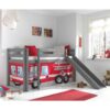 4Home Jungs Kinderzimmerbett in Grau und Rot Feuerwehr Motiv