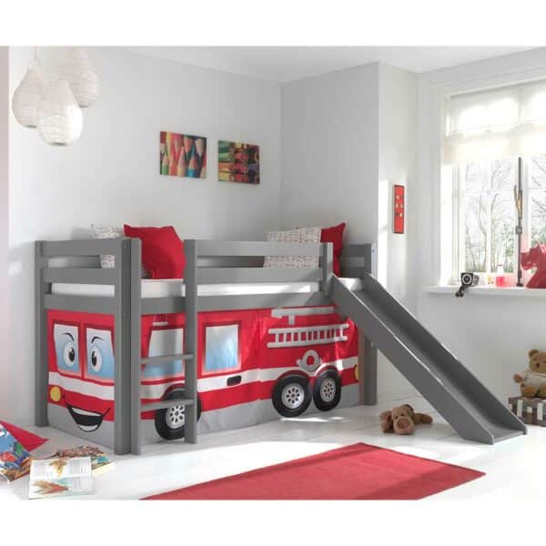 4Home Jungs Kinderzimmerbett in Grau und Rot Feuerwehr Motiv