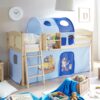 Massivio Kinder-Hochbett in Blau Vorhang
