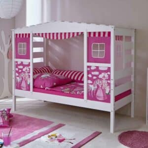 Massivio Mädchen Kinderbett in Weiß Rosa Prinzessin Design